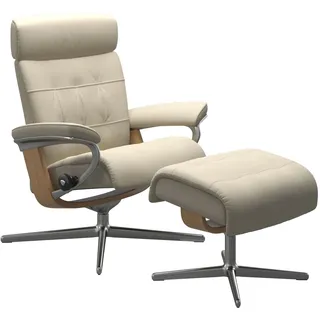 Stressless Erik M | Cross Untergestell Batick Cream Poliertes Aluminium Eichefarben