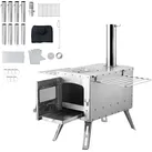 SucceBuy Holzofen, tragbarer Edelstahl-Zeltofen mit 86 Zoll, Kaminrohren und Handschuhen, 1646 Zoll3 Feuerraum für Kochen und Heizen im Freien, m...