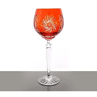 Weinglas Weinkelch Römer Glas Schleuderstern 250 ml Orange Handgeschliffen Kristallglas