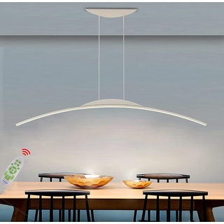 Esstischlampe Hängeleuchte LED Pendelleuchte Modern Esszimmer Hängeleuchte Dimmbar Bogen Design Küchelampe Höhenverstellbar Büro Wohnzimmer Schlafzimmer Kronleuchter (Weiß, L80CM)