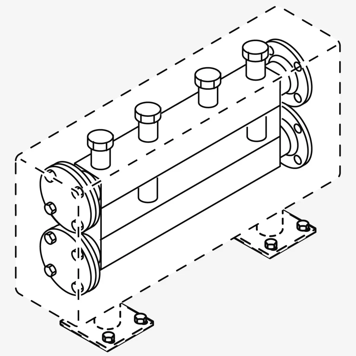Modul-Verteiler für 2 Heizkreise DN 80 Typ WHV 2-M-20, bis 20 m3/h Volumenstrom ...