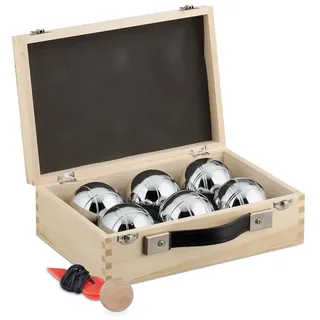 Relaxdays 6 Boule Kugeln im Set Hellbraun,Schwarz,Silber