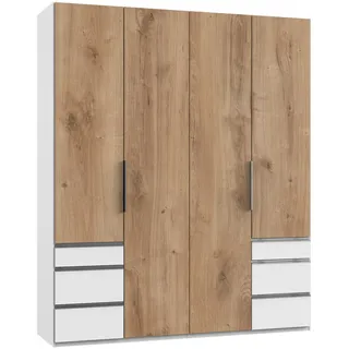 Level 200 x 236 x 58 cm Plankeneiche Nachbildung/weiß mit Schubladen