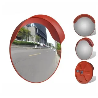 vidaXL Verkehrsspiegel Konvex PC-Kunststoff Orange 60 cm Outdoor