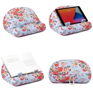 Bookchair Bookcouch Roses Blumenmotiv hellblau Lesekissen für Bücher und Tablets Buchständer Tablethalter Lesehillfe D