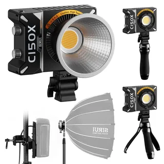 SIRUI LED Videoleuchte 150W C150X Combo, COB Handheld Taschenleuchte, 2800K-6500K, mit Bluetooth App Helligkeitsregelung, Bowens Adapter, Reflektor, kontinuierliche Beleuchtung