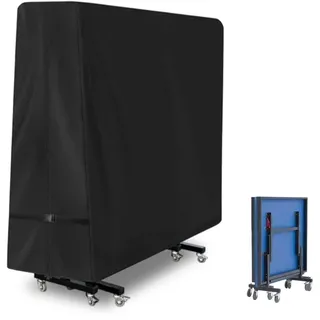 Tischtennisplatte Abdeckung 600D Wasserdichte Oxford Tischtennis Schutzhülle,Outdoor Pingpong Abdeckhaube mit Reißverschluss Reißfest Winddicht UV-Beständiges Tischtennis Abdeckung 165x70x185cm (A)