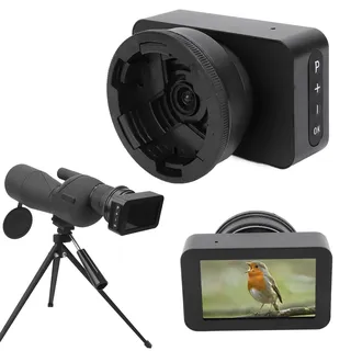 Elektronisches Okular, Vollfarb 4K Teleskop Okularkamera, 3 Zoll Bildschirm Low Light Nachtsicht Teleskopkamera für Monokular Fernglas Mikroskope, Zur Vogelbeobachtung (Ohne