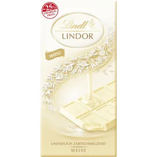 Lindt Schokolade LINDOR Weiß | 100 g Tafel | Weiße Schokolade mit einer unendlich zartschmelzenden Füllung | Schokoladentafel | Schokoladengeschenk