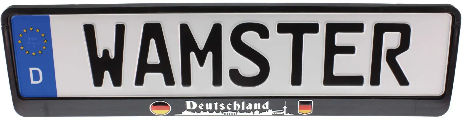 EU KFZ Kennzeichenhalter DEUTSCHLAND Chrom Schriftzug Symbol Flagge 520x110mm