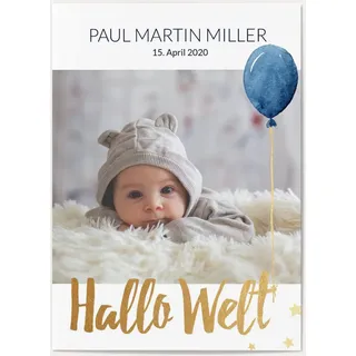 Individuelle Babykarten selbst gestalten - Baby Luftballon - Weiß | Wunderkarten.de