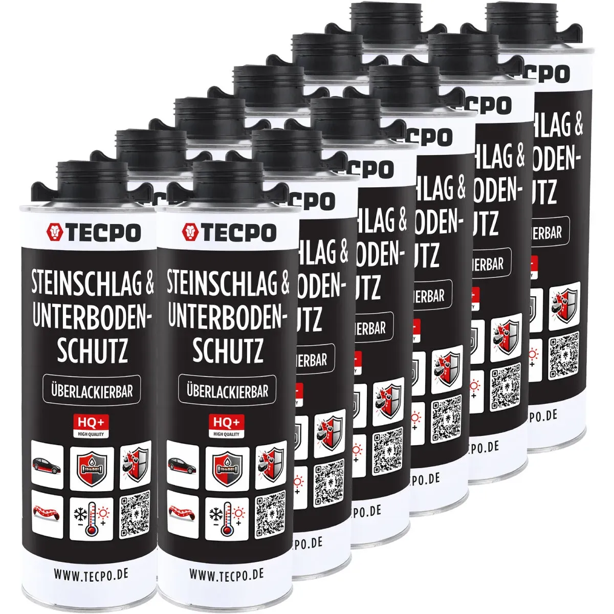 TECPO Unterbodenschutz schwarz Steinschlagschutz überlackierbar, 12...