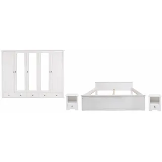 Home Affaire Schlafzimmer-Set »Hugo« Set, 4 Stk. tlg. Bett 180x200 cm, 5-trg Kleiderschrank und 2 Nachttische Home affaire weiß
