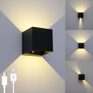 SENFAY LED Akku Wandlampe Batteriebetrieben Innen kabellos Wandleuchte mit Bewegungsmelder 6 W 3000K USB Wiederaufladbare Wandlampe Einstellbar Abstrahlwinkel Wandbeleuchtung for Treppen Flur