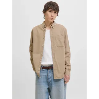 Langarmhemd JACK & JONES "JJECLASSIC CORD SHIRT L/S SN", Herren, Gr. S, N-Gr, crockery, Web, Obermaterial: 100% Baumwolle, unifarben, comfort fit, Hemden