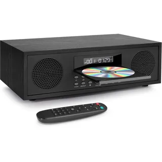 Kompaktanlage mit CD Player, Micro-HiFi-Anlage 2x20W Lautsprechersystem, Mini-Stereoanlage mit UKW-Radio, Bluetooth, Aux-Eingang, USB-Eingang, HiFi-Musikanlage mit Audio-Ausgang (CD169, Retro Schwarz)