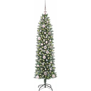 vidaXL Künstlicher schlanker Weihnachtsbaum Grün/Weiß 150 cm