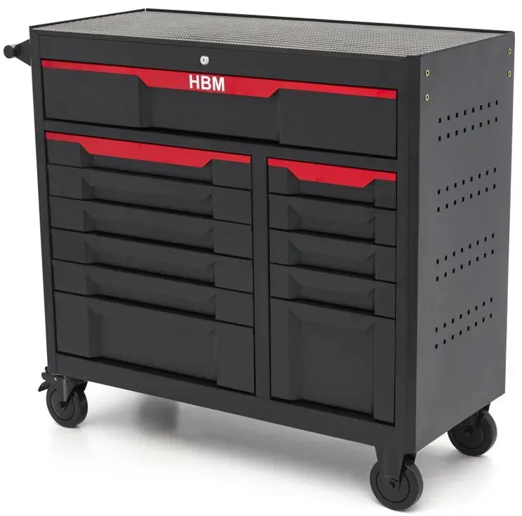 HBM Werkzeugwagen, 12 Schubladen, 106 cm, schwarz