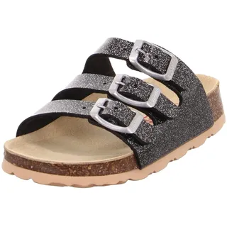 superfit Mädchen Fussbettpantoffel Pantoffeln, Schwarz Silber 0100, 38