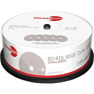 PrimeOn BD-R DL Rohling 50 GB 25 St. Spindel Antikratzbeschichtung