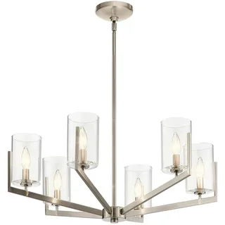 Licht-Erlebnisse Kronleuchter Wilma E14 bis 40W Zinn Transparent Stahl Glas LE121310 Pendelleuchte aus in Hängelampe