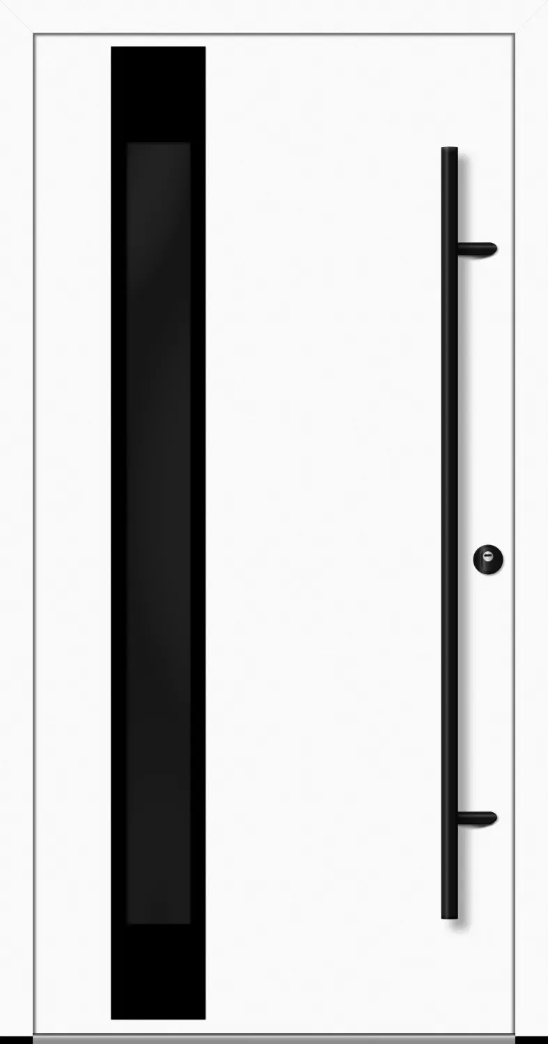 Flügelüberdeckende Aluminium Haustür "PALOMA" 82 mm RC2 BLACKLINE Weiß RAL 9016 beidseitig innen öffnend DIN rechts