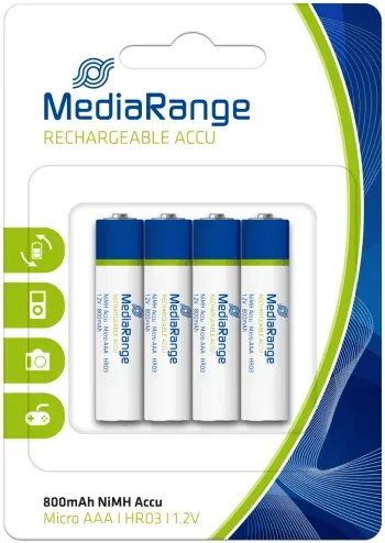 MediaRange Akkus Micro AAA 1,2V, 4 Stück