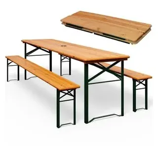 CASARIA Bierzeltgarnitur 3-tlg. Tisch 180 x 50 cm braun klappbar