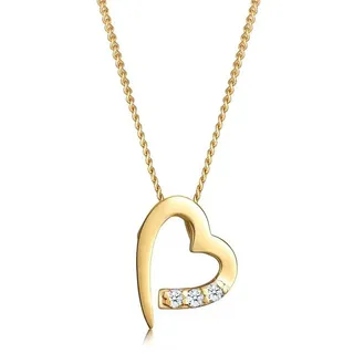 Elli DIAMONDS Halskette Herz Diamant Weiß Brillantschliff (0.04ct) 585 Gelbgold