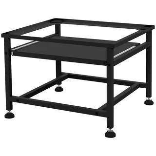 ML-Design Waschmaschinen-Untergestell mit ausziehbarer Ablage, Schwarz 62,5x53,5x45 cm, aus Stahl, bis 150kg, höhenverstellbaren Füße,
