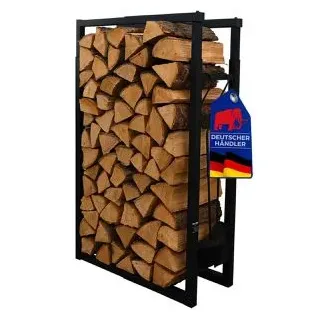Proregal Kaminholzregal PHOENIX Metall 100-150 x 40-65 x 25 cm mit 4 Kaminwerkzeugen Schwarz