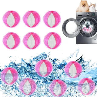 12 pcs Fusselbälle waschmaschine,Tierhaarentferner waschmaschine,Fusselball für waschmaschine,Wiederverwendbar tierhaarentferner,Anti fusselbälle waschmaschine für entfernt tierhaare fusseln(Rosa)