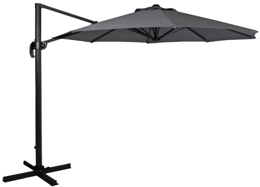 Sonnenschirm Linz von Brafab, aus Aluminium und Polyester, modern, anthrazit/grau, Ø 300 cm, mit winddichtem Kamin