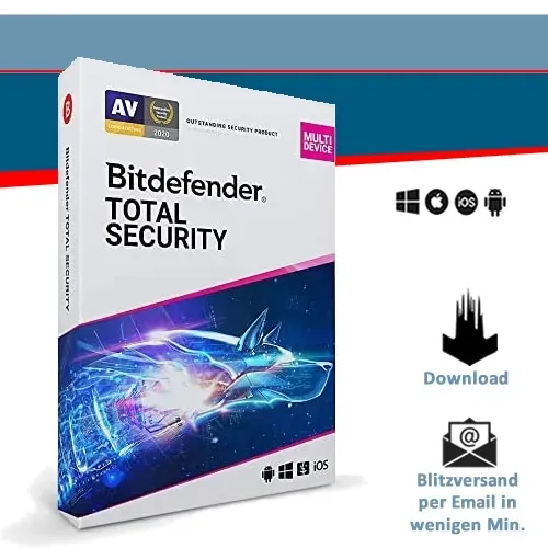 Bitdefender Total Security 2026, 1/3/5/10 Geräte - 1, 2 oder 3 Jahre, Download