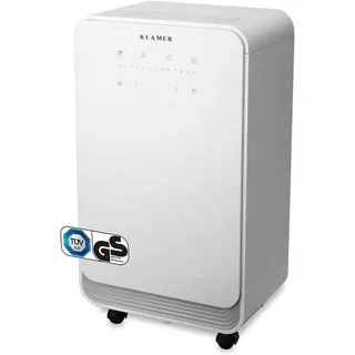 Klamer Luftentfeuchter elektrisch 12L, 100m3 Luftumwälzung pro Stunde, 280W starker Raumentfeuchter, Entfeuchter mit bis zu 2 Liter Fassungsvermögen
