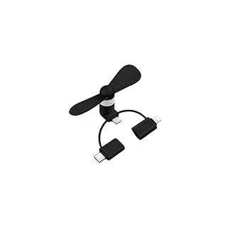 Mini-Handy-Ventilator,3-in-1 Handy-Ventilator,Mini-Handy-Lüfter,Tragbarer Mini-USB-Handy-Lüfter,Tragbarer Kühler Rotierender Ventilator,Kompatibel mit iPhone/Micro-USB/Typ C/Lightning-Port-Ventilator