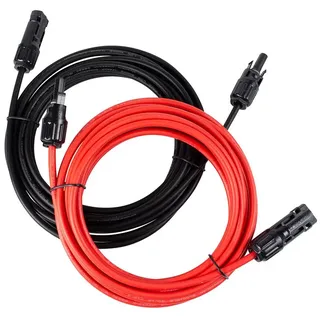 Solarkabel Photovoltaik Kabel 4 mm2 mit MC4-Stecker - Set, rot/schwarz (Ausführung: 2x5 m rot/schwarz)