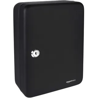 Amazon Basics Schlüsselkasten für 48 Schlüssel, Stahl, abschließbar, Schwarz, 19.99 D x 17.78 W x 24.89 H cm