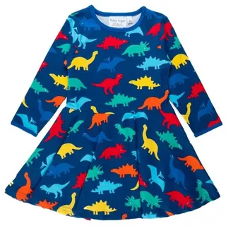 Toby Tiger Skater Kleid mit buntem Regenbogen Dinosaurier Print in bunt 86