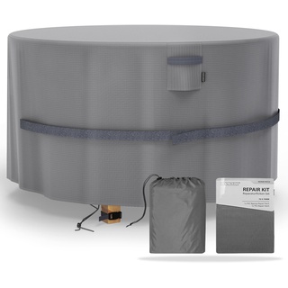 Sanzaro Schutzhülle Winterfest Rund für Gartentisch - RipStop-Technologie, 600D Oxford, Reißfest & UV-Beständig, Abdeckung Wasserdicht für Outdoor Möbelsets Ø 190 x 80 cmØ 190 x 80 cm
