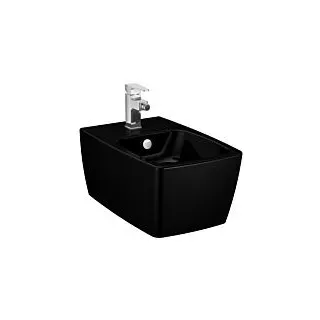Vitra Metropole Wand-Bidet 5675B070-1046 36x56cm, Überlauf, 1 Hahnloch mittig, schwarz Hochglanz
