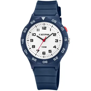 Calypso K5797/3 10 mm Kunststoffgehäuse Dunkelblau Silikonarmband Weiß onesize