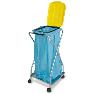 BRB Müllsackständer mit Rollen, für 70-120L Säcke (gelb, einfach)