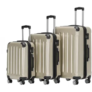BEIBYE Zwillingsrollen 2048 Hartschale Trolley Koffer Reisekoffer Taschen Gepäck in M-L-XL-Set (Champagner, Set)