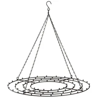 Spetebo Metall Hänge Kranz schwarz mit Kette - 42 cm - Weihnachts Deko Decken Hänger groß
