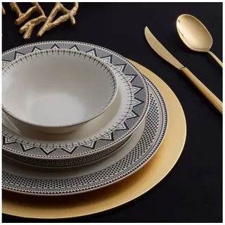 KARACA Globe 24 Teiliges 6 Personen Porzellan Tafelservice, Servierteller, Porzellan, Suppenteller, Tortenplatten, Schalen, Einzigartiges Design, Tägliches Und Besonderes Geschirrset