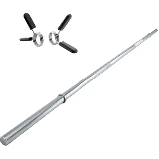 POWER-XTREME Langhantelstange 30mm Hantelstange | 167cm | gerändelte Griffflächen | glatte Aufnahme | verchromt | Federverschlüsse | Studioqualität