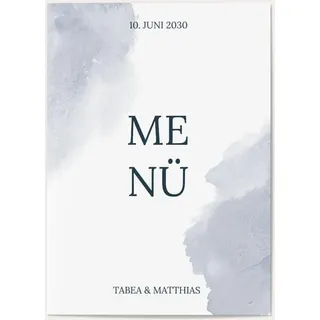 Hochzeit Menükarten selbst gestalten - Träumerisches Aquarell - Weiß | Wunderkarten.de