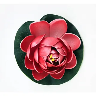 5 Stück Gefälschte Schwimmende Blumen Lotus Seerose Pflanzen, Simulierter Seerosen lotus, Künstliche Blumen, Lebensechte Seerose, Landschaft für Teich, Garten, Dekoration, Mikro (18cm,rot)