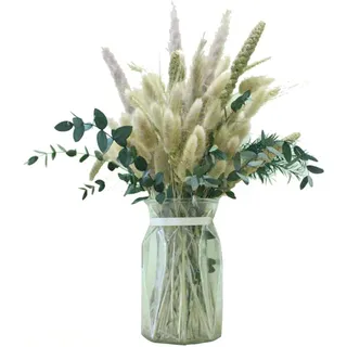 Pampasgras Getrocknet, 82 Stück Natürliche Trockenblumen, Trockenblumen Strauß, Pampas Grass Deko Lagurus und Schilfblume für Hochzeits-Boho-Blumen und Tischdekoration zu Hause
